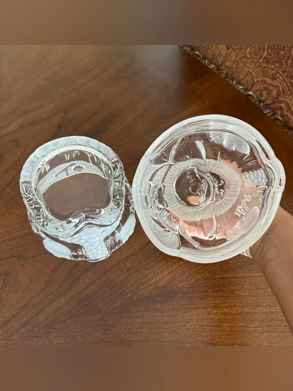 Vintage Gorham Holiday Traditions Santa Treat Jar Crystal Made In Germany